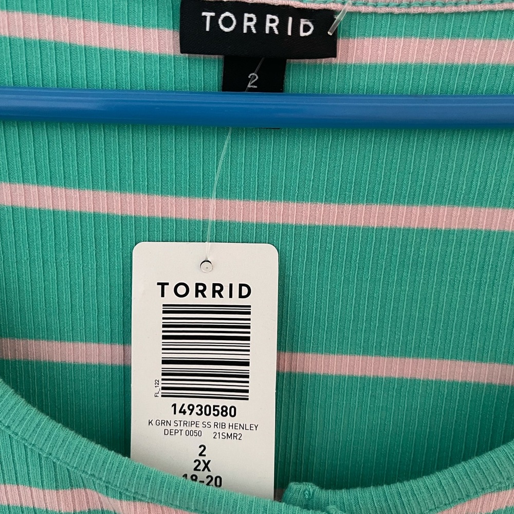 Torrid size 2 16-18 woman’s tee turquoise pink